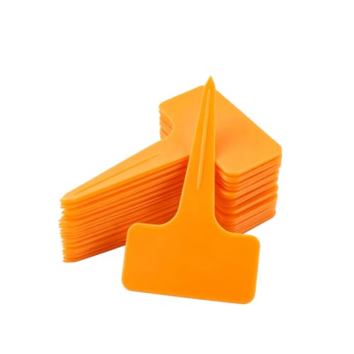 50Pcs Orange Plant Tags Plastic T-Type Nursery Garden Labels Markers Plant Stakes Garden Decoration, Pots, Plant Labels, Planters and Container Accessories,Gardening Tool