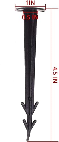 50 Pack 4.5 Inch Plastic Garden Stakes, Heavy Duty Landscape Anchoring Spikes for Weed Fabric, Tarp, Tent, Edging & Ground Fixing, Black