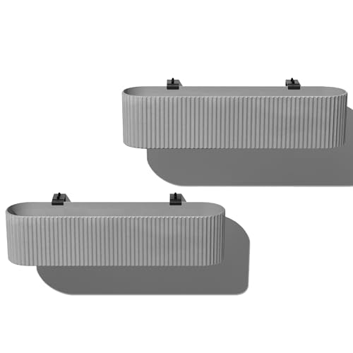 Veradek Demi Series Railing Planter - Round Window Box with Bracket - color: Gray, size: 36 inch - 2 Pack