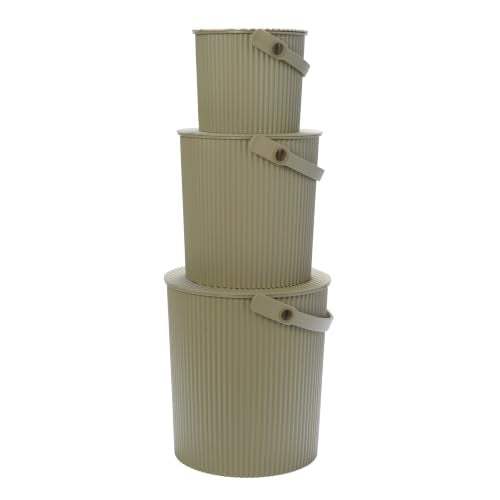 Martha by Martha Stewart Hachiman Bucket Set of 3 Mini, Large, Extra Large - color: Olive, size: Set of 3