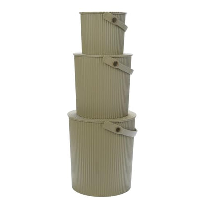 Martha by Martha Stewart Hachiman Bucket Set of 3 Mini, Large, Extra Large - color: Olive, size: Set of 3