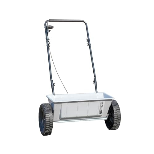 Yard Commander - 60 LB Walk-Behind Push Drop Spreader - Holds Up to 15,000 SQFT of Product - Great for Applying Fertilizer & Grass Seed - Adjustable Drop Rate & Composite Hopper