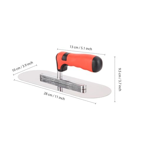 Concrete Tools Stainless Steel Pool Trowel, 11" x 4" Masonry Hand Tool with Soft Grip Handle, Lightweight, Plastering Trowel for Drywall Plastering Construction, Round End (Medium:11"L x 4"W) - size: Medium:11"L x 4"W