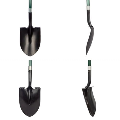 VNIMTI Heavy Duty Gardening Shovel, 56 Inch Round Blade with Fiberglass Handle (Green) - color: Green