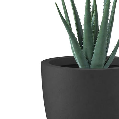 Kante Small Round Bowl Black Concrete Planter 10" Dia, Outdoor - color: Black, size: 10"d