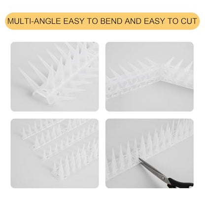 OFFO Bird Spikes for Pigeon Woodpecker Crow, Outdoor Use for Balcony Patio Window, Easy to Install, Frosted White, Covers 12.5 Feet(3.8m) - color: Frosted White