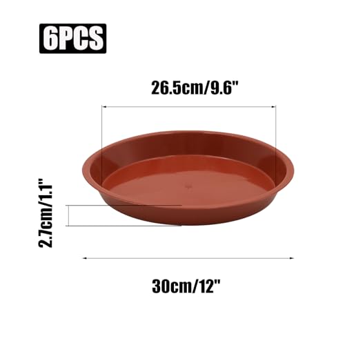 6 Pack 12 Inch Terracotta Plant Saucers Plastic Drip Trays - color: Terracotta, size: 12 Inch
