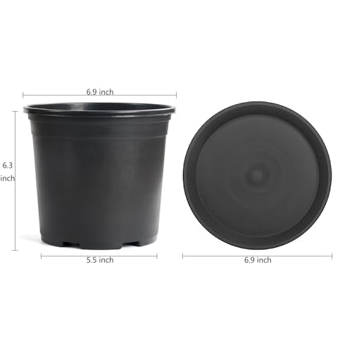 1 Gallon Pots for Plants, 10 Pack Thicken Durable Plastic Nursery Pots - color: Black