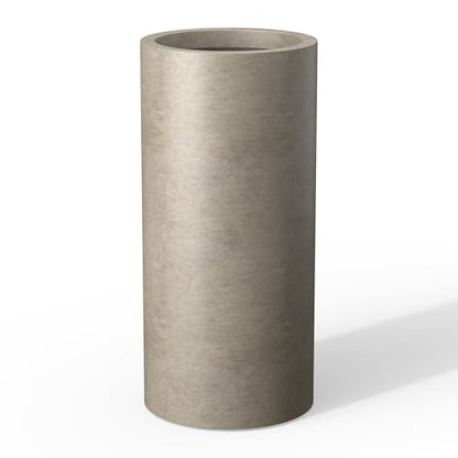 Kante Accent Round Column Weathered Concrete Planter 23.6" Tall, Outdoor - color: Weathered Concrete, size: 23.6“h