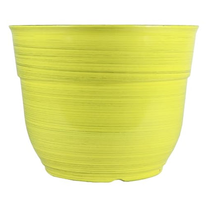 Garden Elements Indoor/Outdoor Glazed Brushed Happy Plastic Planter, Large, Bright Yellow, 15" - color: Bright Yellow
