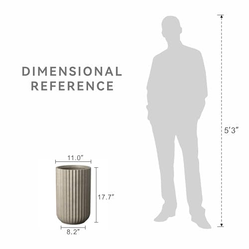 Kante Accent Round Column Weathered Concrete Planter 17.7" Tall, Outdoor - color: Weathered Concrete, size: 11"w x 17.7" h