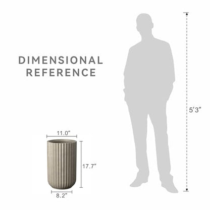 Kante Accent Round Column Weathered Concrete Planter 17.7" Tall, Outdoor - color: Weathered Concrete, size: 11"w x 17.7" h