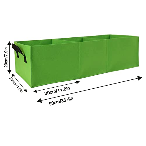 15 Gallon Grow Bags 2 Pack, 3 Compartments Rectangle Raised Planting Bags, 400g Heavy Duty Nonwoven Fabric Planter Pots for Vegetable Tomato Herb Flower Indoor Outdoor Gardening (Green) - color: Green, size: 2pcs 15gallon