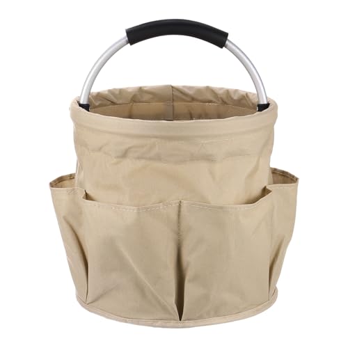 HARFINGTON Garden Tool Bag 17L Large Oxford Waterproof with Pockets Garden Tote Bag Gardening Plant Tool Organizer Storage Carrier Store for Outdoor Women Men, Khaki - color: Khaki