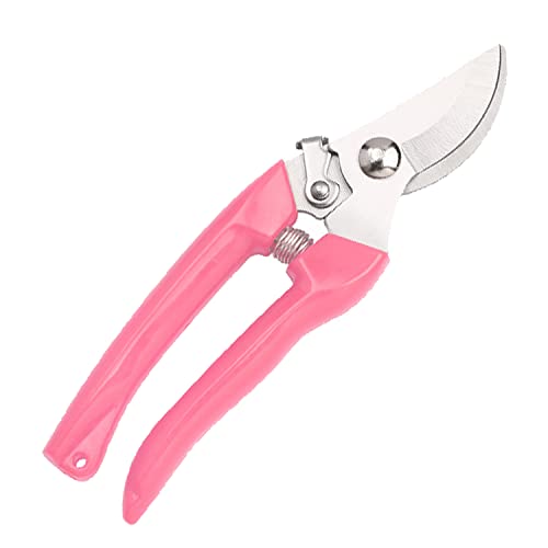 Curve Gardening Scissor with Sharp Stainless Steel Blade Garden Shears for Cutting Flowers Trimming Plants of Yard Florist Flower Rose Herb Hedge Bonsai and Fruits Picking (Pink Handle) - style: Pink Handle