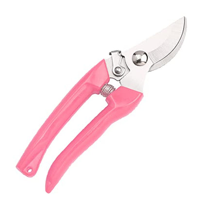 Curve Gardening Scissor with Sharp Stainless Steel Blade Garden Shears for Cutting Flowers Trimming Plants of Yard Florist Flower Rose Herb Hedge Bonsai and Fruits Picking (Pink Handle) - style: Pink Handle