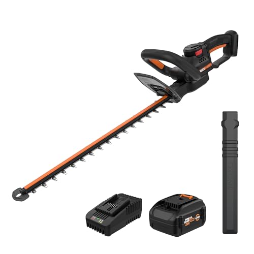 WORX Cordless Hedge Trimmer, 20V 22" Bush Trimmer, WG263 - style: 22" 20V Hedge Trimmer w/(1)4.0Ah Battery