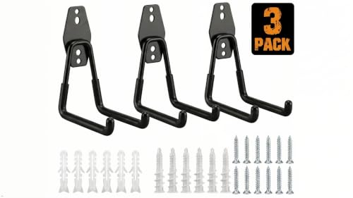 3 Pack Heavy Duty Garage Hooks, Wall Mounted Tool Hangers