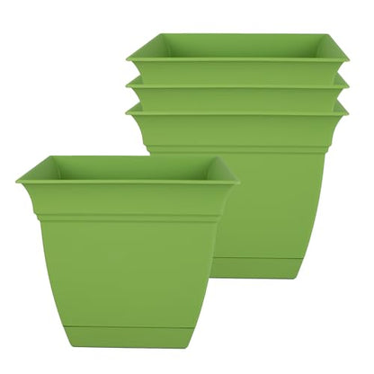 The HC Companies Eclipse Square Planter Pot, 6 Inch, Peridot Green, 4-Pack - color: Peridot Green, size: 6", style: Pack of 4