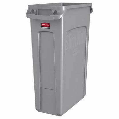 Rubbermaid Commercial Products Slim Jim Plastic Rectangular Trash/Garbage Can with Venting Channels, 23 Gallon, Gray - color: Gray, size: 23 Gal