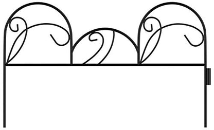 Metal Garden Fencing- Set of 5 Panels of Mimosa Decorative Edging Flower Beds & Landscaping- Interlocking, Flexible Design in Black by Pure Garden