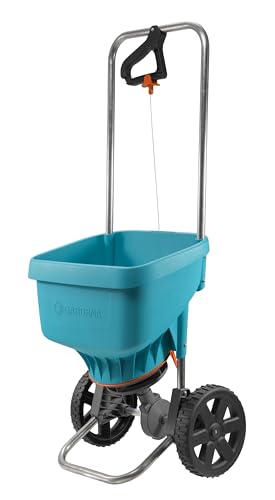 Gardena Spreader XL: Universal Spreader for Delivering Fertiliser, Seeds and Salt, 1.5-6 m Spreading Width, for About 800 m sq of Lawn Area, 18 Litre Capacity, with a Locking Slide (436-20) - style: Spreader XL