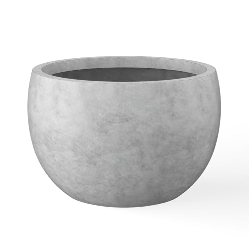 Kante Large Round Bowl Pale Gray Concrete Planter 20" Dia, Outdoor - color: Natural Concrete, size: 19.9" d