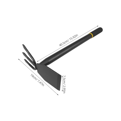 Yardwe 2-in-1 Manganese Steel Garden Hoe and Cultivator Hand Tool, Heavy Duty Weeding Hoe with 3-Tine Rake for Digging, Loosening Soil and Home Planting
