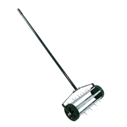 Rolling Lawn Aerator, 57" Manual Push Spike Aerator with 1.4" Rolling Spikes, Heavy Duty Lawn Aeration Tool, Galvanized Steel Soil Aerator for Garden Yard Grass, Lawn Care and Landscaping