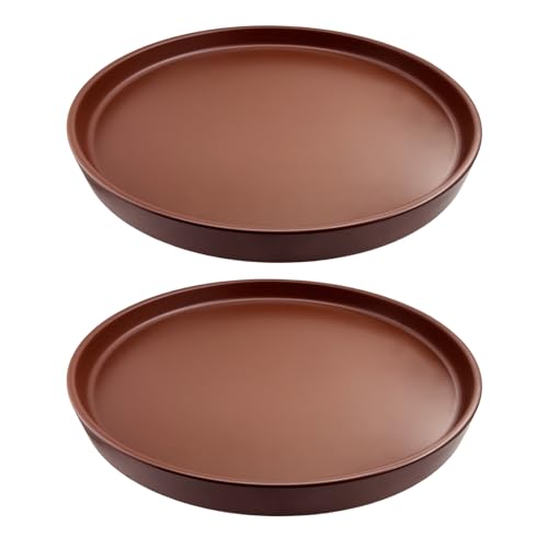 Yukfona Ceramic Plant Saucer Tray 2 Pcs 6.4 Inch Brown, 6.4" OD x6.02 ID x0.9 Deep| Fits flower pots Bottom≤ 6.02", Heavy Duty Glazed Round Planter Drip with Catch Basin for Indoor Outdoor Plants - color: Brown, size: 6.4in 2pack