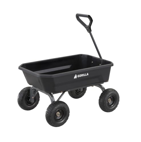 Gorilla Carts Dump Garden Cart, 4 Cu Ft, 600 lb Capacity, No-Flat Tires - size: 4-Cubic Feet