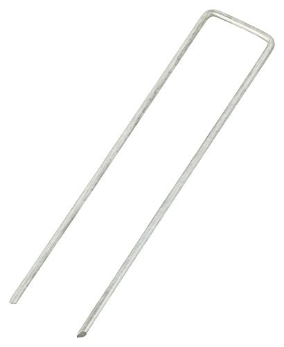 GardenMate 100-Pack Anti-Rust 6'' 11 Gauge Heavy-Duty Flat-Top U-Shaped Garden Stakes Staples Spikes Pins Pegs - Ground Stakes for Anchoring Landscape Fabric - style: 6" 11 gauge galv flat top
