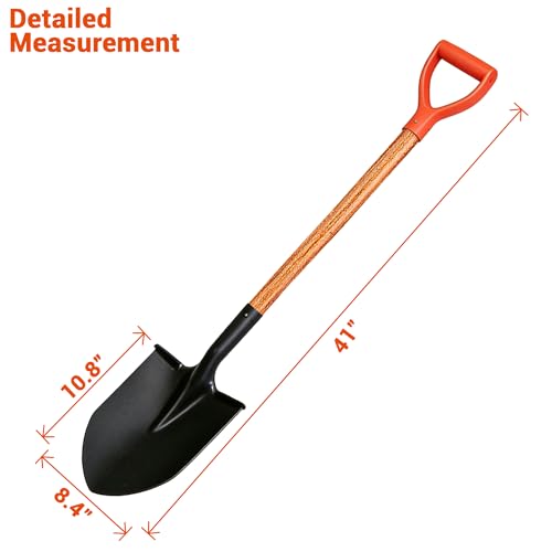 41" Round Shovel, Car Snow Shovel, Garden Tool with D-Handle