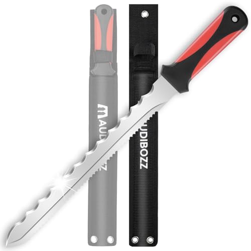 Insulation Knife - Sod Cutter Knife: stainless steel 11.14-Inch sharp blade, double side utility Lawn Repair Saw with Nylon Sheath - color: Long Red