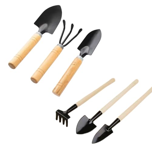 6 Pcs Small Garden Tools for Gardening – Planting Tools Set with Small Garden Shovel Hand, Ergonomic Hand Rake, Rustproof Shovels for Digging & Indoor Plant Care, Perfect for Plant Lovers