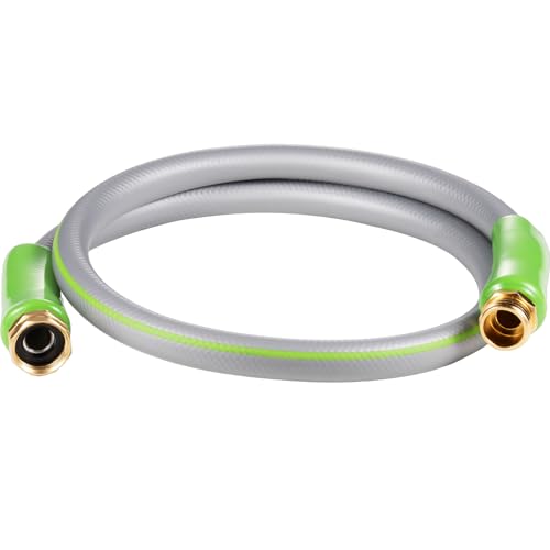 SheeChung Short Garden Hose 3ft x 5/8",Leader Hose for Hose Reel Faucet,Short RV Water Hose Heavy Duty,Lightweight Rubber Small Hose,Hose Extension,3/4"Brass Fittings,Male to Female Hose - color: Grey+Green, size: 3ft-Male to female