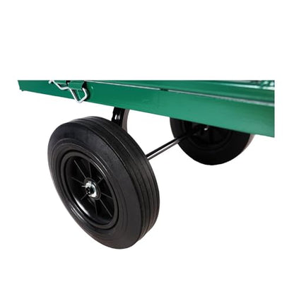 Multi-Functional Metal Garden Cart - 37" x 19.48" x 40.15", Solid Tires, Heavy Duty Tool Cart for Gardening, Farming, Yard Work, Green