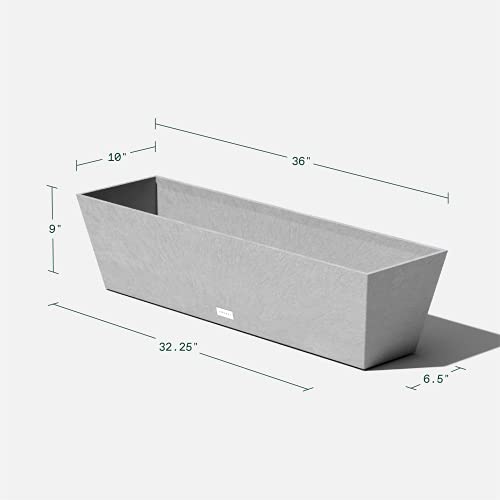 Veradek Pure Series Window Box Planter - Tapered Outdoor Planter - color: Gray, size: 36 inch