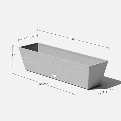 Veradek Pure Series Window Box Planter - Tapered Outdoor Planter - color: Gray, size: 36 inch - 2 Pack