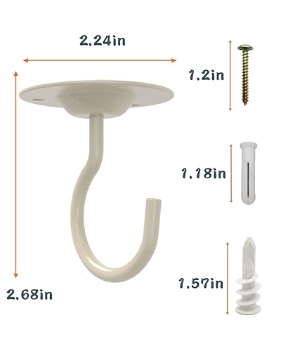 NACETURE Heavy Duty Plant Ceiling Hooks, White, 3 Pack - color: White