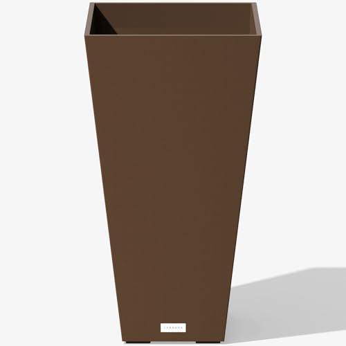 Veradek Pure Series Taper Planter - Tall Tapered Outdoor Planter with Shelf - color: Espresso, size: 30 inch - 1 pack