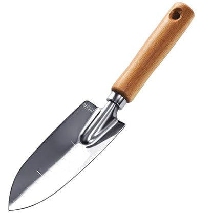 Garden Helper Garden Trowel with Measurements for Planting (Narrow), Garden Hand Shovel Japanese Stainless Steel, Wooden Handle, Made in Japan - style: Trowel (Narrow)