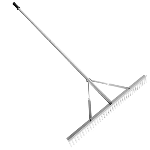 Landscape Rake 36" Head Aluminum Rake, 76" Long Handle, 37 Tines