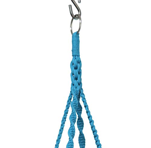 Macrame Plant Hanger & Holder, Hanging Planter 4 Legs Double Deck for 8 inch to 10 inch Two Pots Indoor Outdoor Hanging Planter Cotton Rope 67 Inch with Metal Ring (Cotton-Turquoise) - color: Turquoise