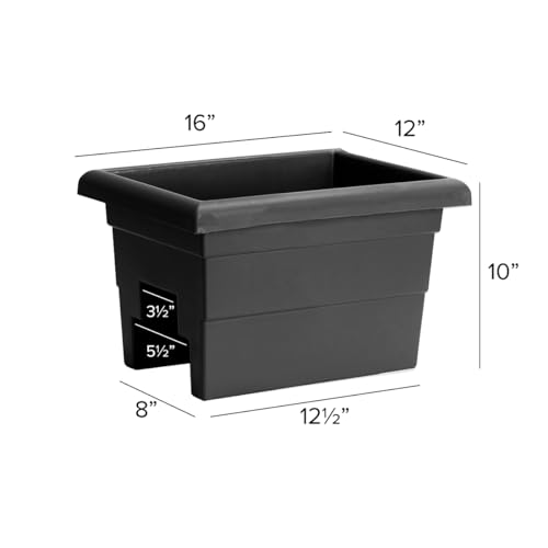 Root & Vessel Countryside Railing Planter Box, 16 Inch, Black - color: Black, size: 16 Inch