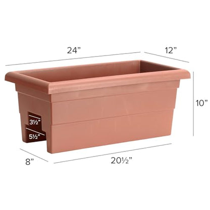 Root & Vessel Countryside Railing Planter Box, 24 Inch, Terra - color: Terra, size: 24 Inch