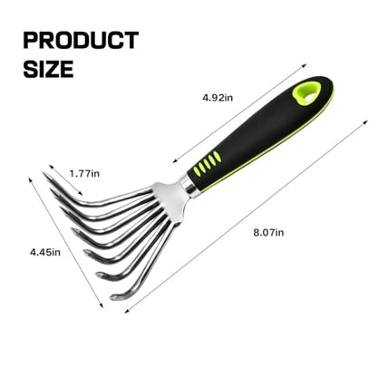 Small Hand Rake, 8 Inch Compact Weed Puller Tool,Mini Garden Leaf Claw Rake