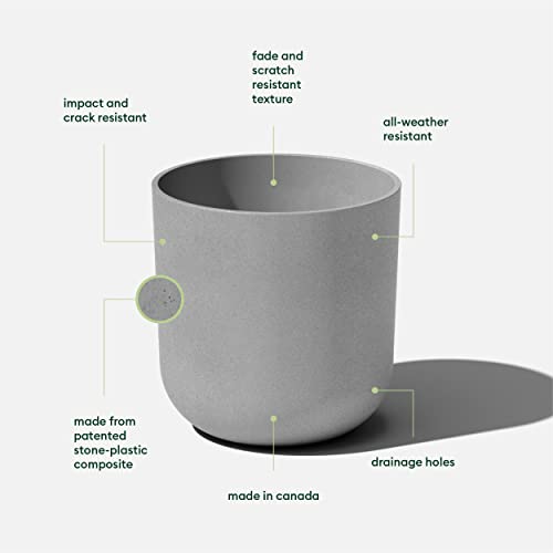 Veradek Mason Series Lima Planter - Large Round Outdoor Planter - color: Gray, size: 15 inches
