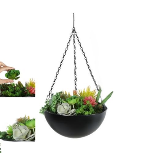 Black Metal Hanging Planters for Indoor Outdoor Plants,10" Hanging Baskets - color: Black