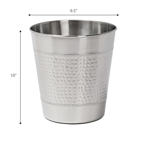 happimess Riley 2 Gal Hammered Steel Bin 10" H, Brushed Steel - color: Brushed Steel, size: Set of 1